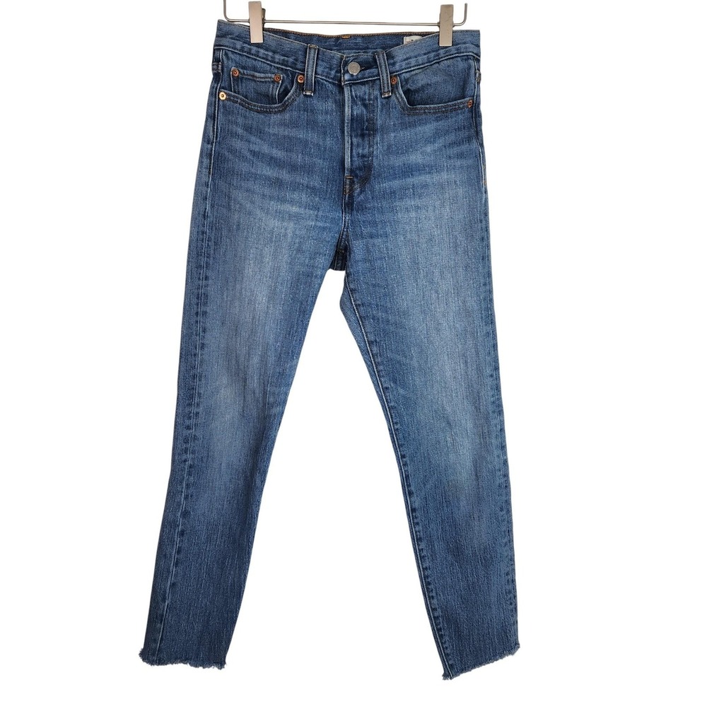 LEVI'S White Oak Cone Jeans‎ Womens 27 High Rise Skinny Raw Hem Denim Stretch